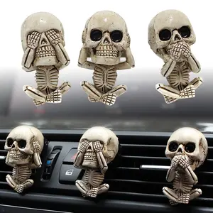 Skull Decoration Halloween Car Air Freshener Vent Clip Gothic Truck Interior Accessories, Jeep Accessories, Horror Skull Car Fragrance Dashboard Decoration