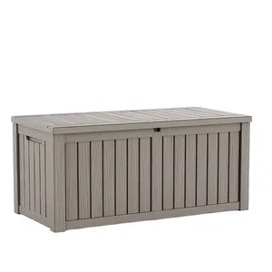 120 Gallon Deck Box Resin Outdoor Storage Box Waterproof for Patio, Large Outdoor Storage Bench Lockable for Outside (light coffee)