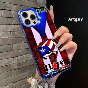 Case for iPhone 17 Air iPhone 16 E 15 14 Pro Max 13 12 11 XR XS Plus Puerto Rico Frog Tribute IMD Polycarbon Shockproof Rugged Durable Mobile Phone Cover