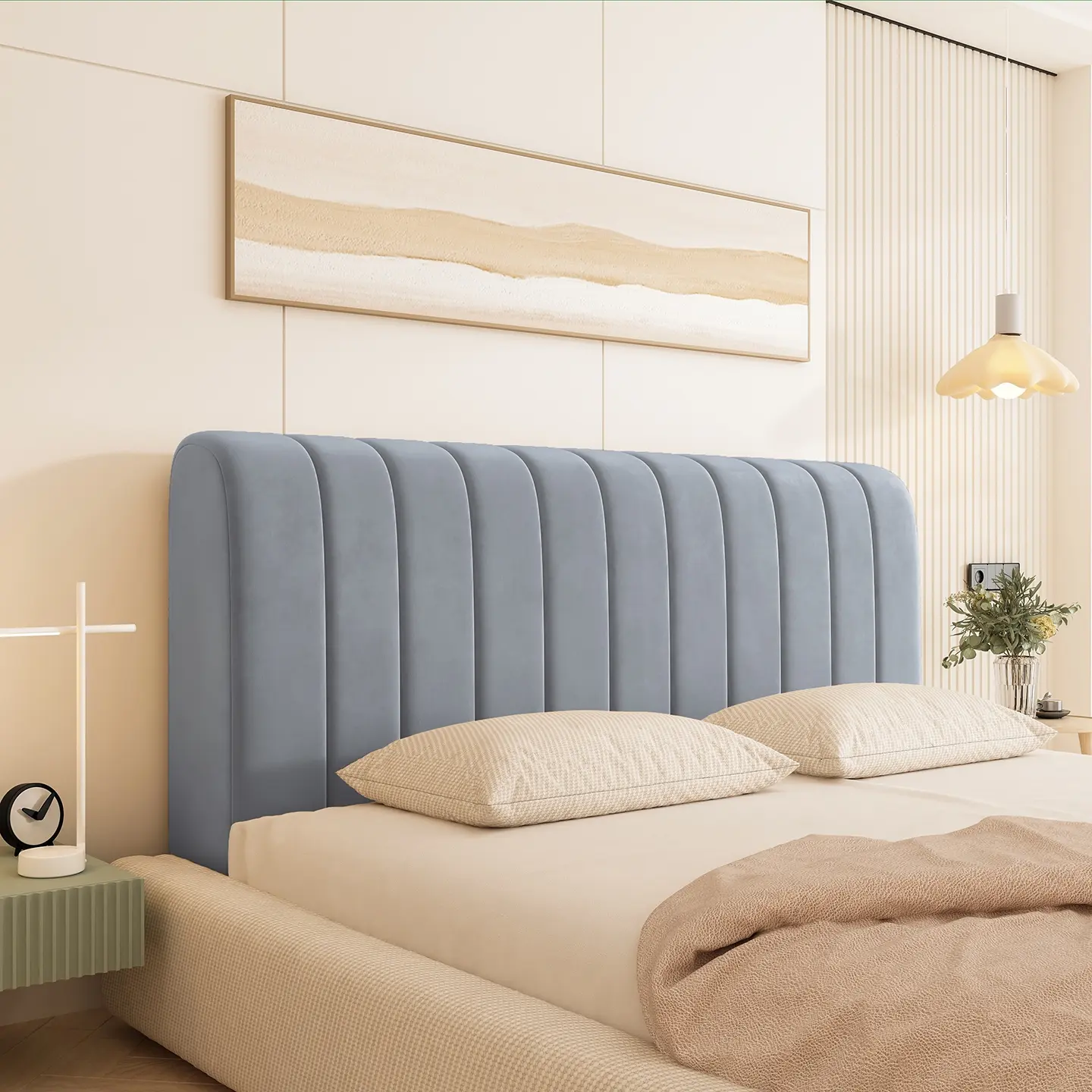 Comfortable Durable Bed Headboard Cover, Easy Installation, Elastic Fiber Filling, Multiple Colors, Soft Back Protector for Bedroom Decor, Modern Upholstered Headboard, Aesthetic, Protection