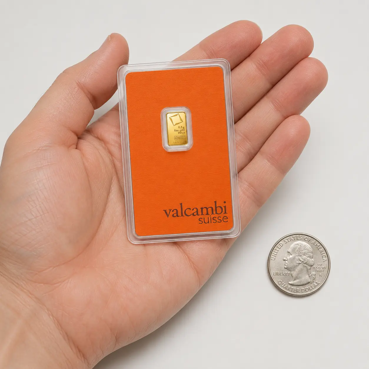 1/2 gram Gold Bar - Valcambi (Carded) Gold Metal Gold Metallic  Real Gold Gold Shine Valuable Affordable, Gift, .9999 Pure, Half Gram