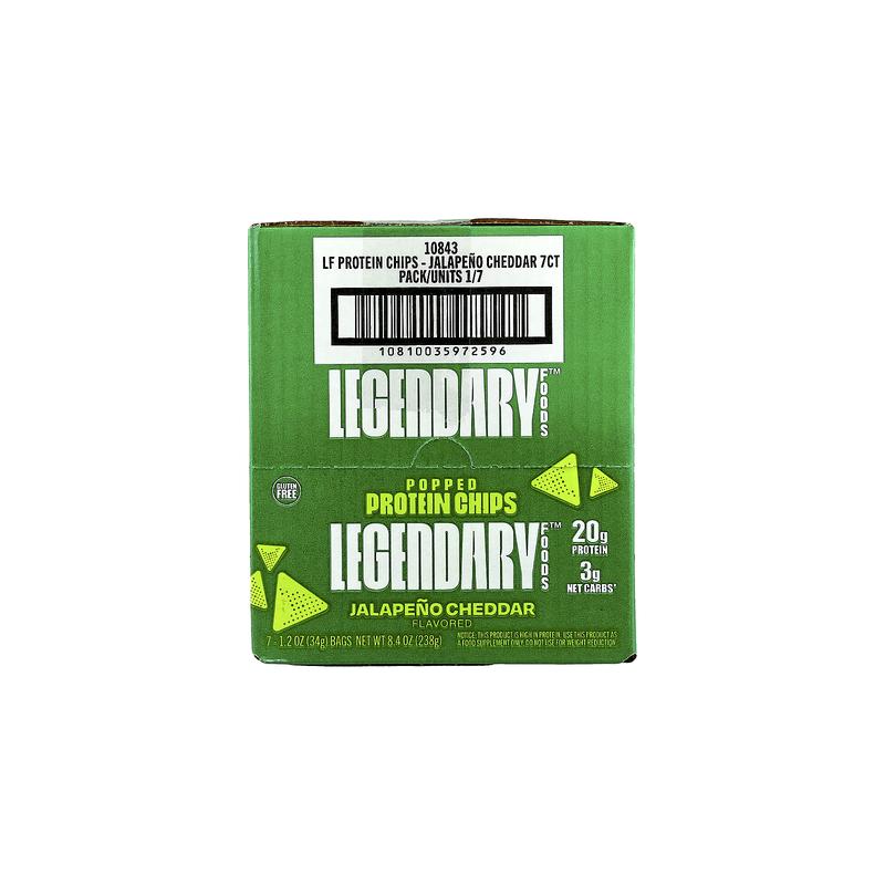 Legendary Foods Popped Protein Chips, Jalapeno Cheddar, 7 Bags, 1.2 oz (34 g) Each