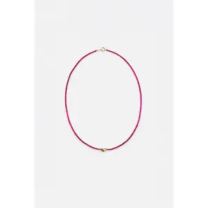 Red Quartz Necklace with 14K Gold-Plated Heart Charm – Beaded Women’s Jewelry