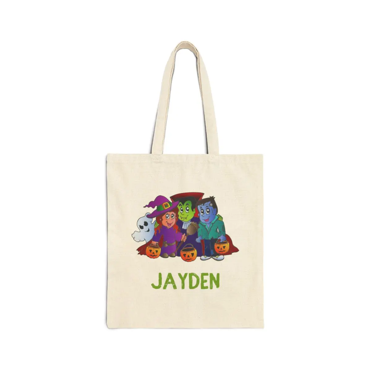 Personalized Halloween Tote Bag - Customizable with Name - Eco-Friendly Canvas Material - Ideal for Trick or Treating