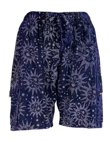 Caravan Closet Cotton Galaxy Sun Print Boho Hippie Shorts