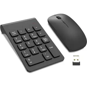 Numeric Keypad, Mini 2.4G 18  Number Pad, Portable Silent Financial Accounting Numeric Keypad Keyboard Extensions with   for Laptop, PC, Desktop, Notebook(Black)