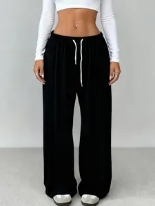 Y2K Adjustable High Waist Drawstring Sportswear Pants, Casual Loose American Wide-Leg Design, All-Day Comfort, Suitable for Daily & Leisure Activities