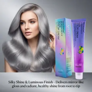 Silver Hair Dye Cream, Ice, Anti- Effect, Long-Lasting Shine, Contains Ginseng & Moroccan Argan Oil, Salon Formula