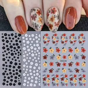 3pcs Flower Design Nail Art Stickers, Elegant DIY Self-Adhesive Nail Decals, Matte Finish, Suitable for Women & Girls, Single Item Pack