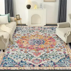 Floral Pattern Vintage Rug, Non-slip Washable Floor Mat, Decorative Carpet for Home Living Room Bedroom Kitchen, Floral Area Rug, Home Decorative Rugs, Indoor Floor Rug