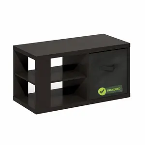 VIOLA Coffee Table, 3-Tier Modern Coffee Table with 1.2 Thick Tabletop, Side Table with Open Shelf and Storage Bin, for Living Room, Bedroom, Home Office, Dark Oak