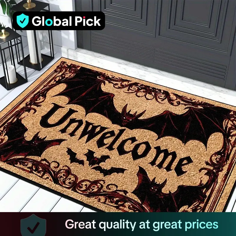 Halloween Themed Door Mat, Creative Bat Pattern Non-slip Floor Mat, Decorative Carpet for Home Living Room Bedroom Kitchen Outdoor Garden