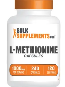 BulkSupplements L-Methionine Capsules- L-Methionine Capsules Supplement, - Gluten Free, 2 Capsules per Serving, 240 Capsules