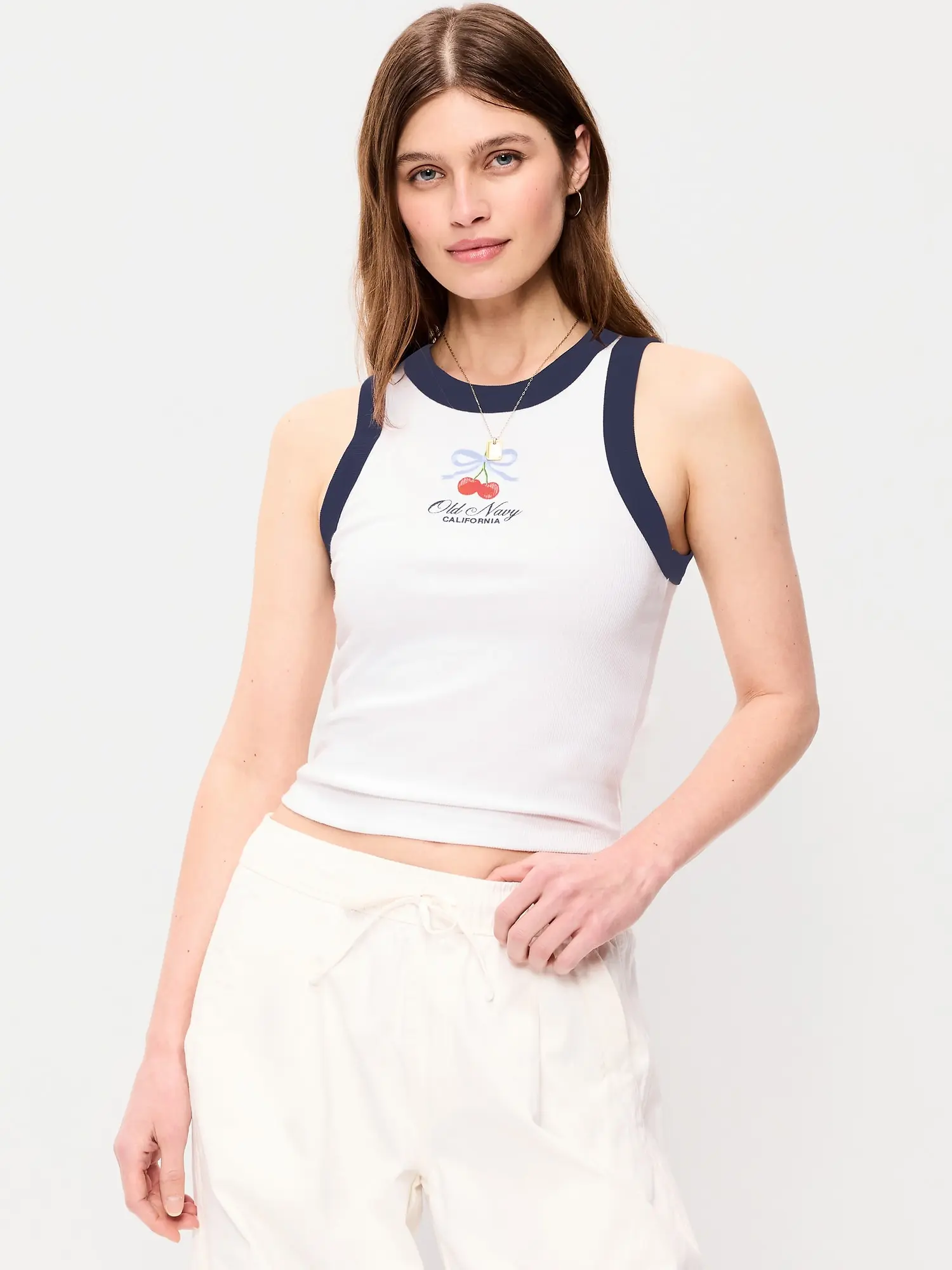 トップス ANDMARY MARY LOGO RIBBON TANK NAVY andmary Mary logo ribbon tank navy 【公式通販】