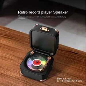 2026 New Mini retro Bluetooth speaker portable treasure box shape home speaker with colorful lights nostalgic gift