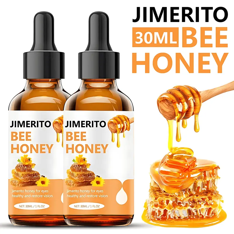 Jimerito Honey Eye Serum with Dropper - 30ml Bottle, All Natural Fast-Acting 7-Day Soothing Formula for Adults, Hydrating Brightening Extra Care Daily Skincare (All Skin Types, Summer Use)