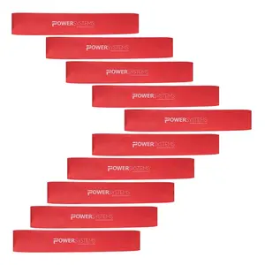 Power Systems Versa Loops Medium Resistance Exercise Work Out Strength Training Bands, Red (10 Pack)