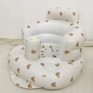 Inflatable Baby seat Blow up Chair Inflatable Infant Chair for Babies 3-36 Months Learn to sit up Floor seat Bliss Built in Air Pump (Bear)