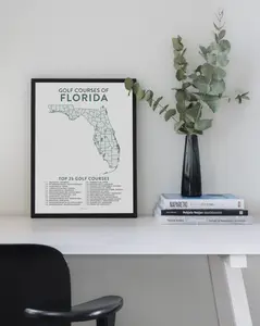 Top 25 Golf Courses Poster by State | Golf Gift for Men | Golf Course Checklist | 12x18 Golf Wall Art | Golf Lover Gift | Golf Decor
