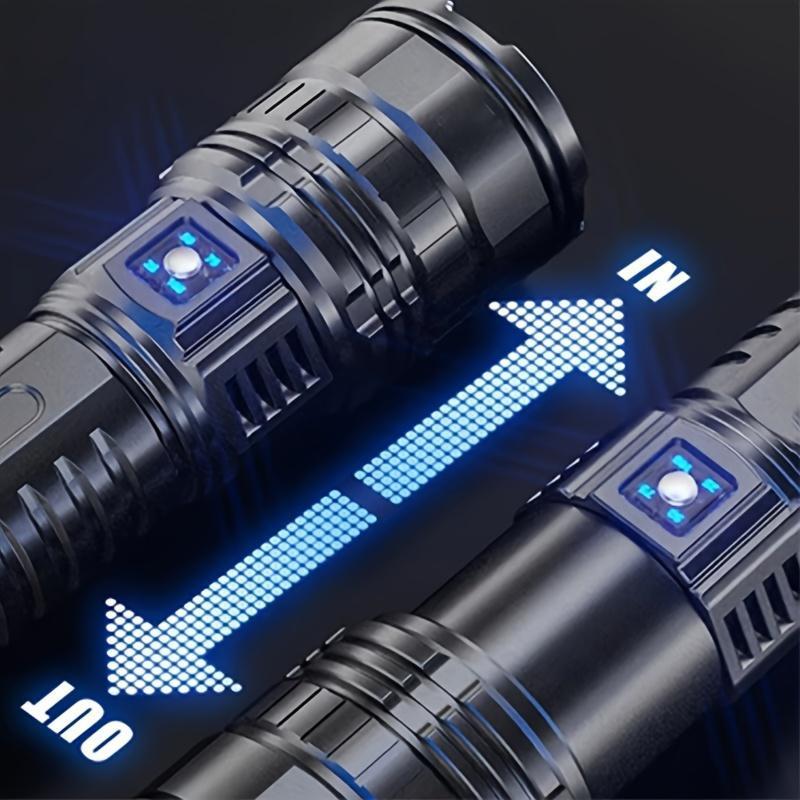 Super Bright Led Tactical Flashlight with 15,000 MAh Battery-Long Distance Lighting, USB Charging, Mobile Power Function and Digital Display, Suitable for Emergency, Camping and Outdoor Adventure