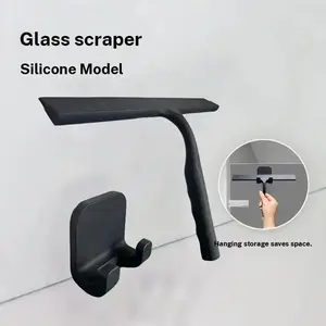 1 set silicone glass squeegee with hook, window glass squeegee, bathroom glass door cleaning tool, glass cleaning tool, suitable for car windows, hotel shower stalls, bathroom mirrors, vanities, water stain removal silicone squeegee