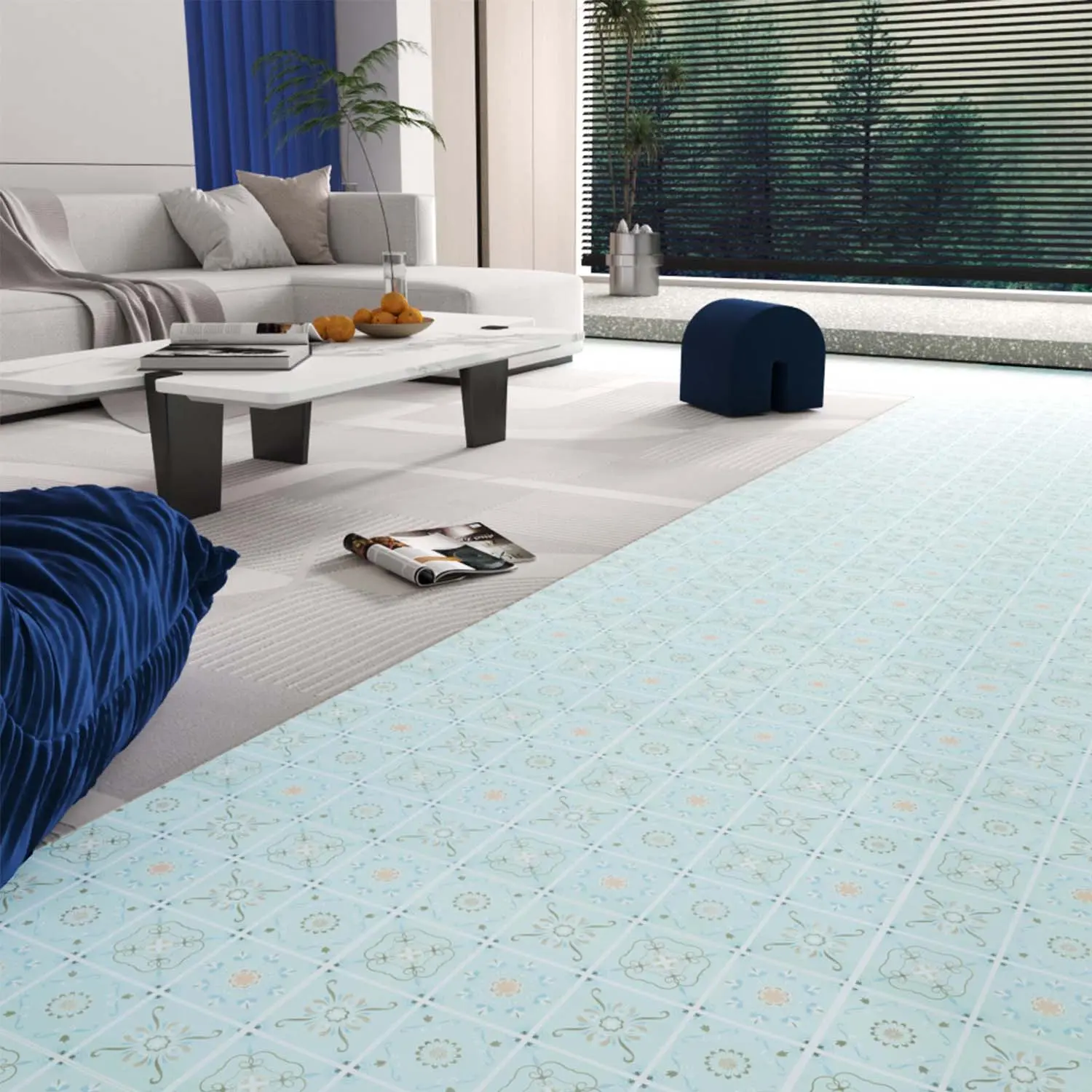 Jeedeson Peel and Stick Waterproof Sheet Vinyl Flooring Roll - Self-Adhesive, 196.85 in L×23.62 in W×0.023 in T, Durable for Residential Spaces, Kitchens, Bathrooms