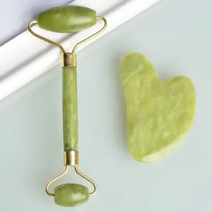 Dual-Head Roller Massager Heart-Shaped Facial Eye Massage Tool Set, Jade Scraping Tool for Daily Skincare Beauty, Unisex