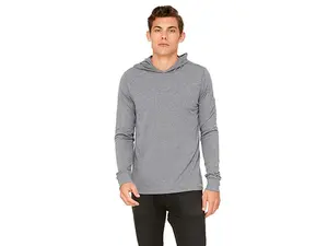Bella 3512 Unisex Jersey Long Sleeve Hoodie - Deep Heather- Extra Small, Ring, Fabric
