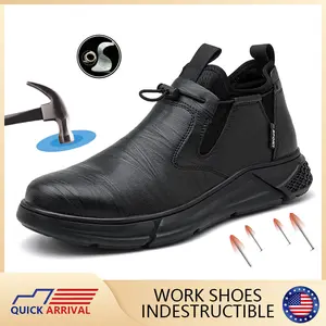 Men's Anti-collision Safety Shoes steel toe safety work shoe Indestructible Roofing Shoes non-slip wear resistant Protective lifesaver Boots industrial construction Black