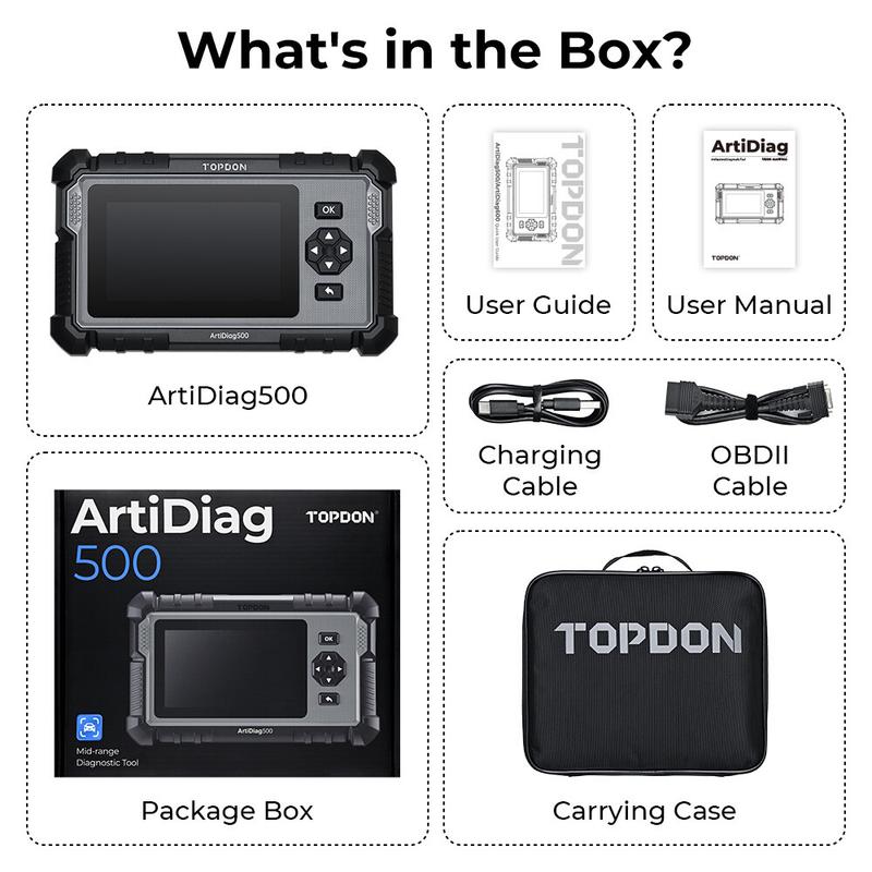 TOPDON AD500 OBD2 Scanner Automotive Diagnostic Scan Tool Oil/SAS/Throttle Reset Engine/ABS/SRS/Transmission, AutoVIN, Car Check Engine Code Reader with Battery Test, Lifetime Wi-Fi Free Update Steering Vehicle Comprehensive Bi-Directional ECU Coding