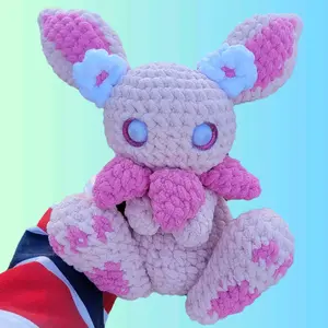 Crochet Handmade Cherry Blossom Spring Fox Kitty Plush Amigurumi Snuggler (PLUSH ONLY)