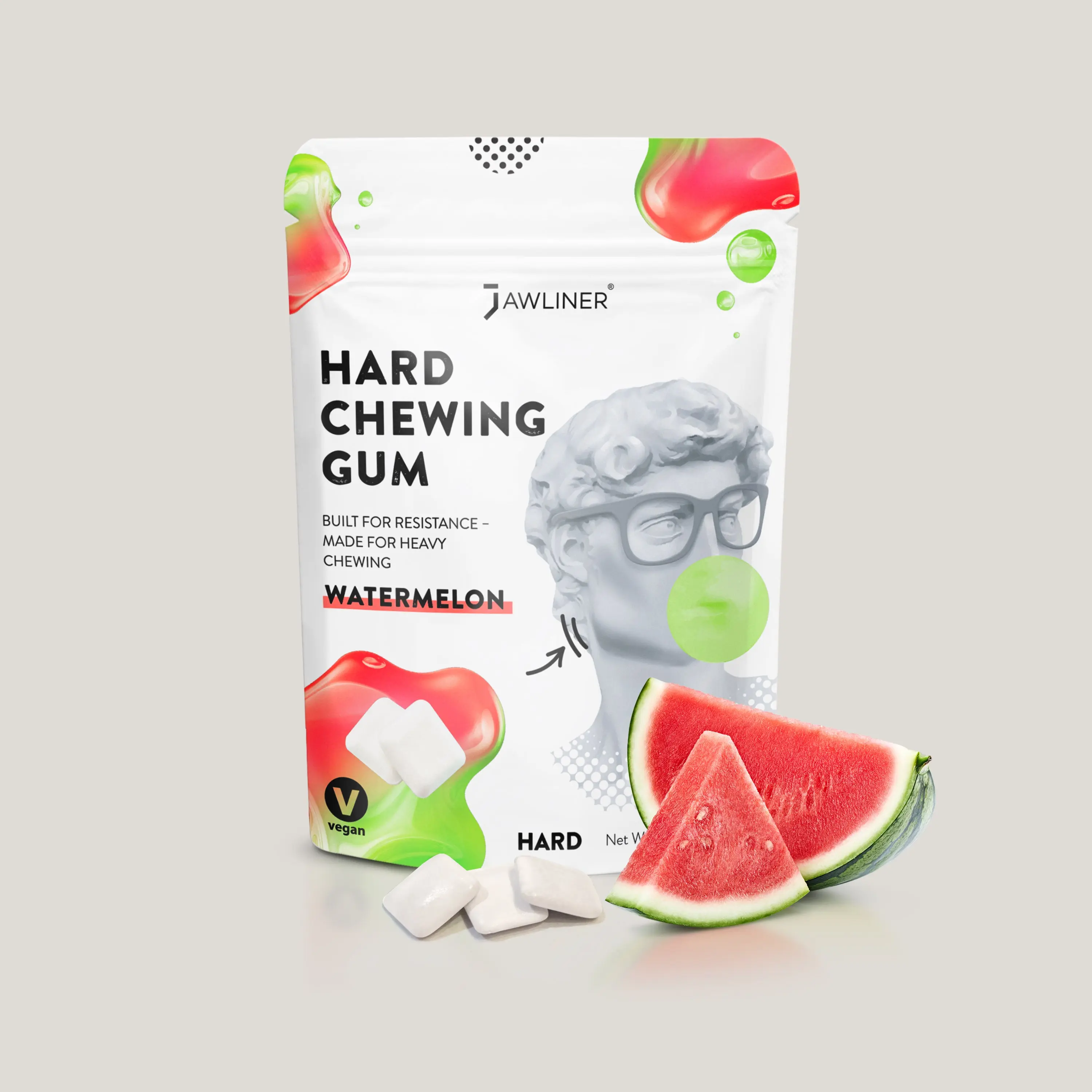 JAWLINER® Hard Chewing Gum | Watermelon | NEW DROP Spry Gum