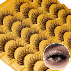False Eyelashes Natural Look 12mm Natural Lashes Wispy Faux Mink Eyelashes 3D Volume Cat Eye Lashes Pack  14 Pairs