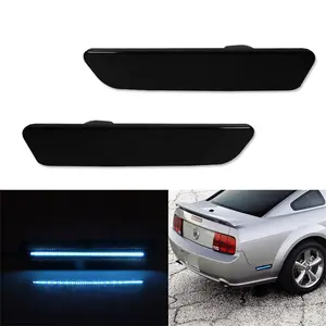 Smoke Lens Ice Blue LED Rear Bumper Side Marker Light For Ford Mustang 2005 2006 2007 2008 2009 Replace OEM 4R3Z15A201BA 4R3Z15A201AA