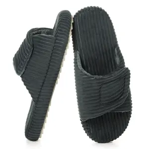 Women's Orthopedic Slippers with Arch Support Comfy Adjustable Memory Foam Open Toe House Slippers Bedroom Shoes for Plantar Fasciitis Indoor Outdoor