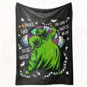 Soft Cozy Flannel Blanket - All-Season Throw with Oogie Boogie Design hine Washable Ideal for Sofa and Holiday Dr Stylish Home Accessory