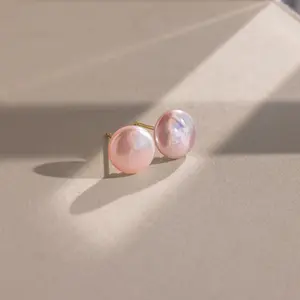 Pink Pearl Studs by Caitlyn Minimalist - Dainty Blush Pink Gemstone Earrings - Cute Pearl Jewelry - Daughter Gift