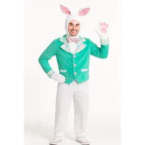 Adult Easter Bunny Costume - Plush White & Teal Ensemble Adult Easter Bunny Costume - Plush White & Teal Ensemble