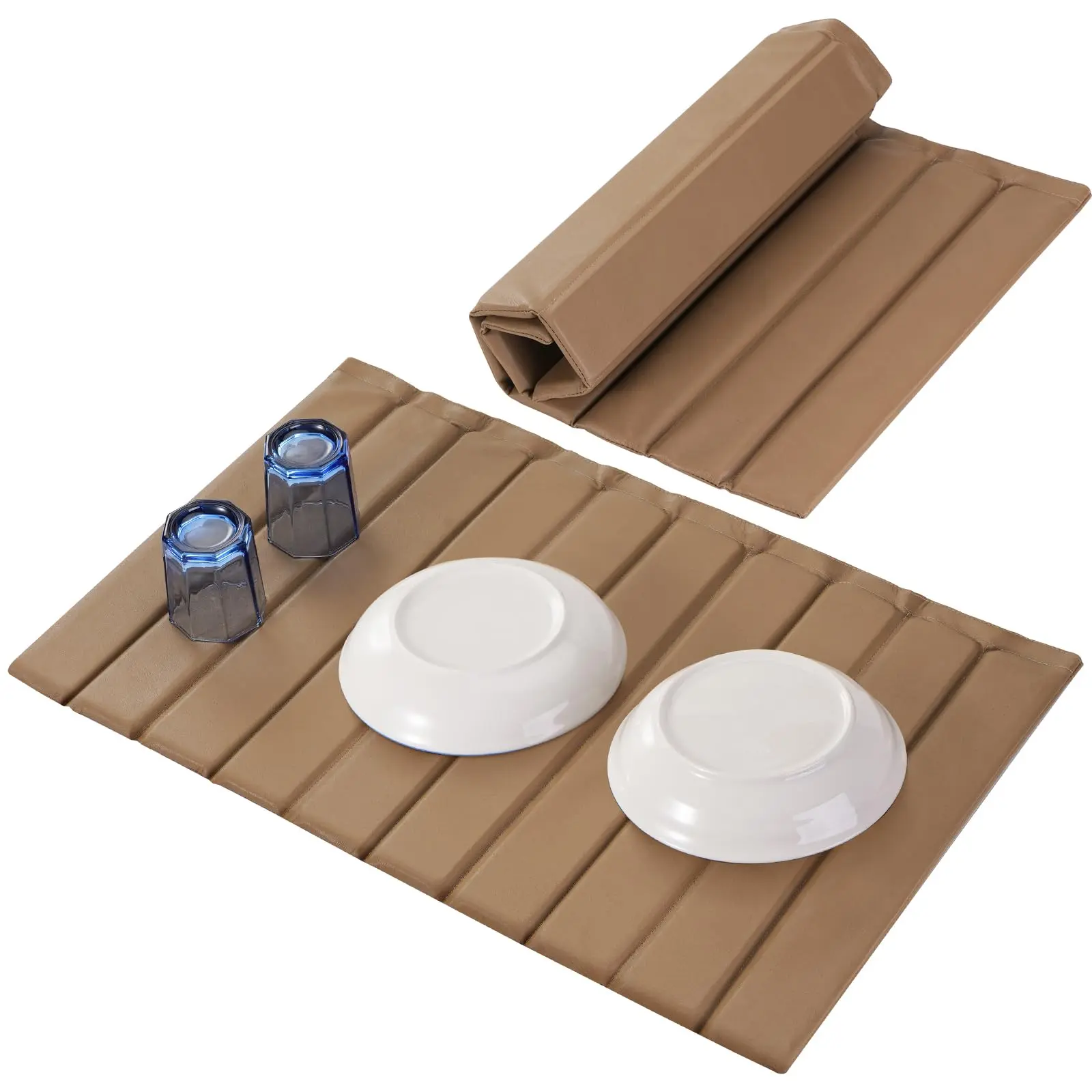 Stone Drying Mat for Kitchen Counter, Stain-Resistant PU Leather, Large Stone Dish Drying Mat Foldable, Self Absorbing Diatomaceous Earth Mats Quick Dry for Dishes Bottles Cups 23" x 15.3"