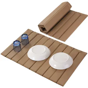 Stone Drying Mat for Kitchen Counter, Stain-Resistant PU Leather, Large Stone Dish Drying Mat Foldable, Self Absorbing Diatomaceous Earth Mats Quick Dry for Dishes Bottles Cups 23" x 15.3"