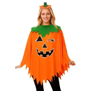 Orange Green Hat Cape 2Pc Pumpkin Costume