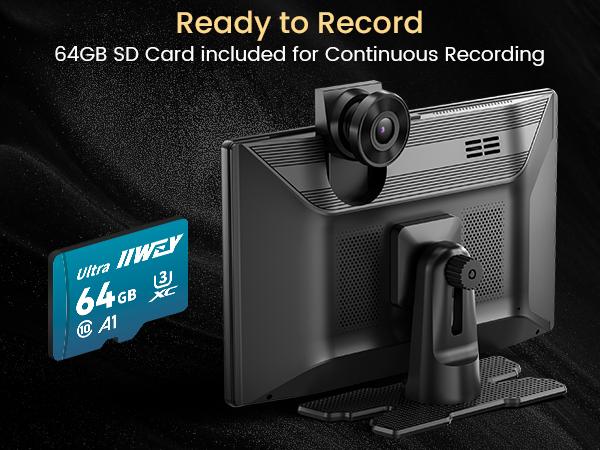 IK9 9" Wireless CarPlay & Android Auto Screen, Portable Car Stereo with 4K Dash Cam & 1080p Rear Camera, CarPlay with Backup Camera, Touch Screen GPS Display, Mirror Link, Apple Car Play Screen, Free 64GB