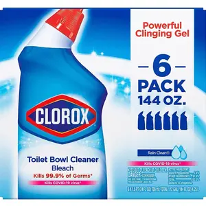 Clorox Toilet Bowl Cleaner with Bleach, Rain Clean, 6 pk./24 oz.