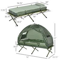1-Person, With Mattress & Sleeping Bag, 225 lbs Ca