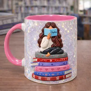 Personalized Book Lover Mug – Girl Who Loves Books, Custom Coffee Mug for Book Lover