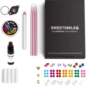 Sweet Smile| The ALL IN ONE DIY Tooth Gem Kit| Gold, Multi-Color, Clear Crystal Gems| Tooth Jewelry| Heart, Star, Butterfly Teeth Gems| Various Shapes and Colors