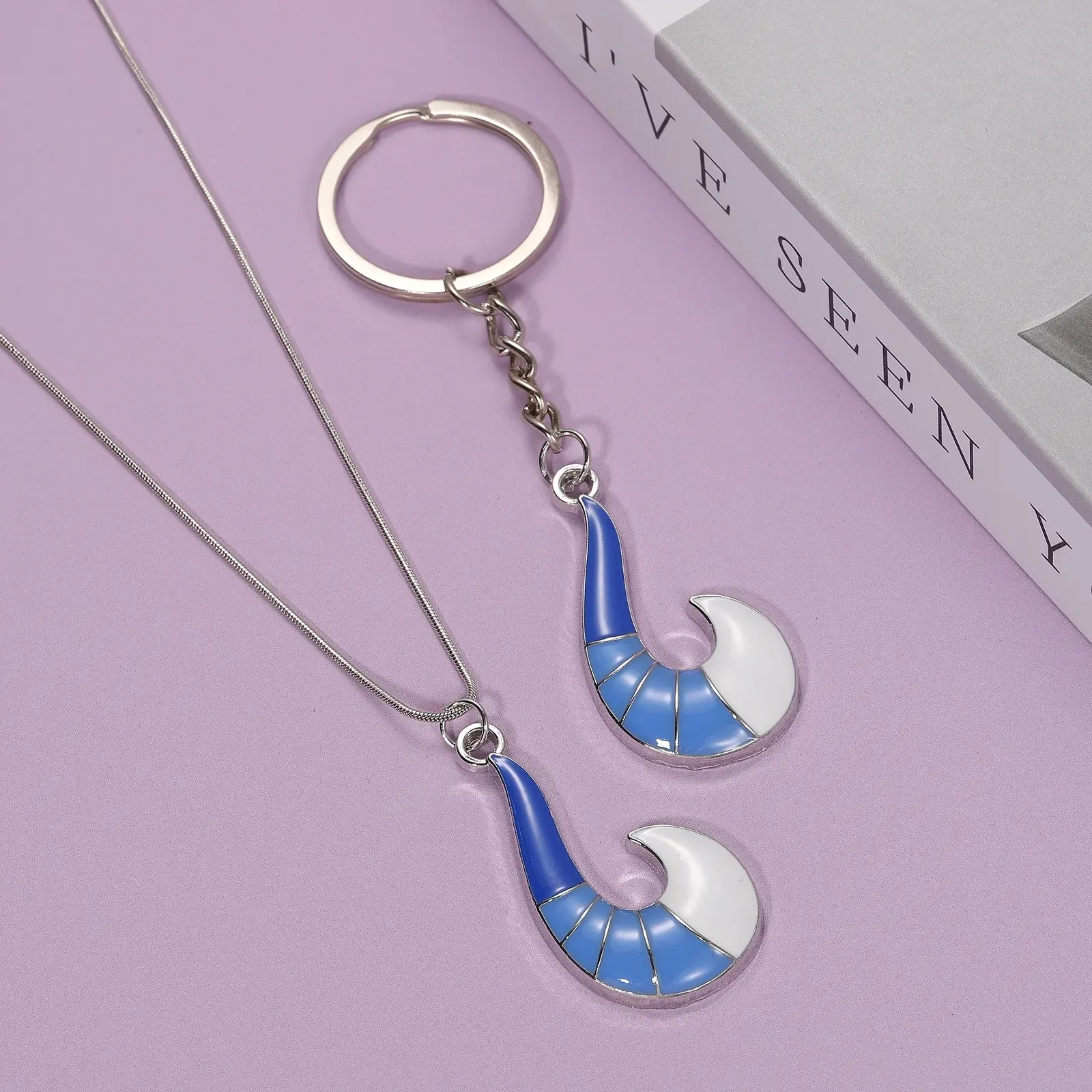 New Blue Geometric Glazed Fox Tail Pendant Necklace Unisex Classic Trendy Fashion Versatile Anime Accessories Gift