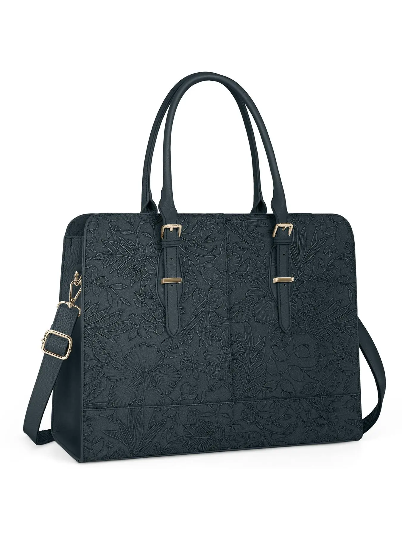 Women's Floral Embossed Handbag, Fashionable Large Capacity Computer Tote Bag, Lightweight Travel Handbag, Shoulder Bag for Work & Daily Used, Travel Essentials