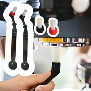 Long Handle Cleaning Brush For Coffee Machine, Espresso Machine Cleaning Brush Kit, Spoon and Brush Dual Use, Coffee Cleaning Brush with Spoon and Pieces Detachable Brush Head for Coffee Grinder and Espresso Cleaning