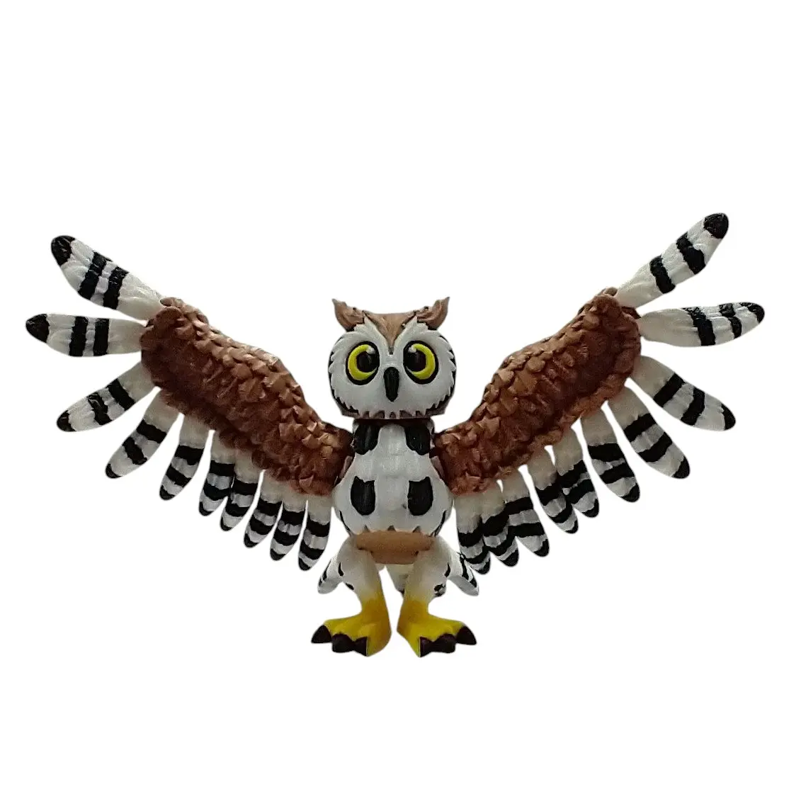 3D Printed Articulating Owl Figurine - Traditional Artistic Design, Unique Features, Articulated Animal Figurines for Home Decor, Shelf Ornaments